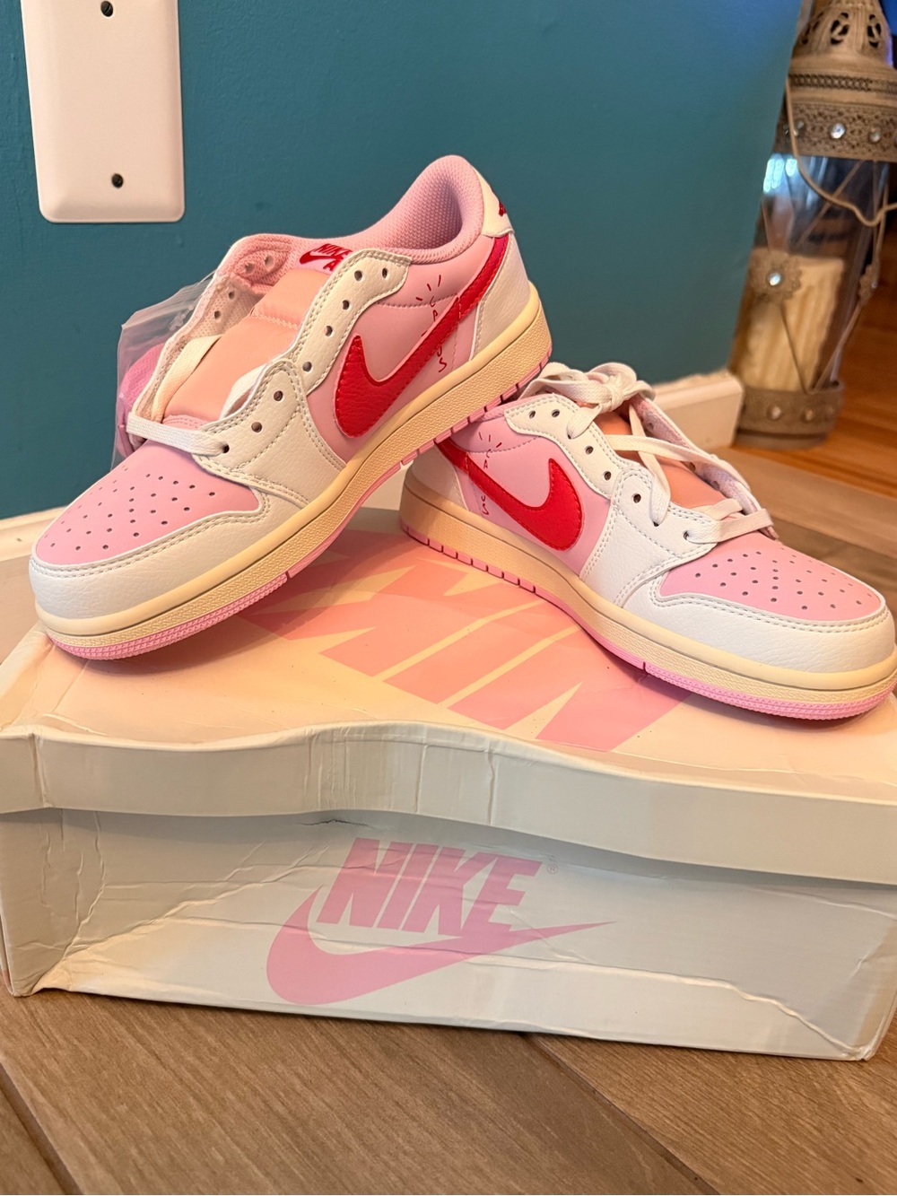Nike Jordan Travis Scott Cactus Jack Pink and Red Low-Top Sneakers